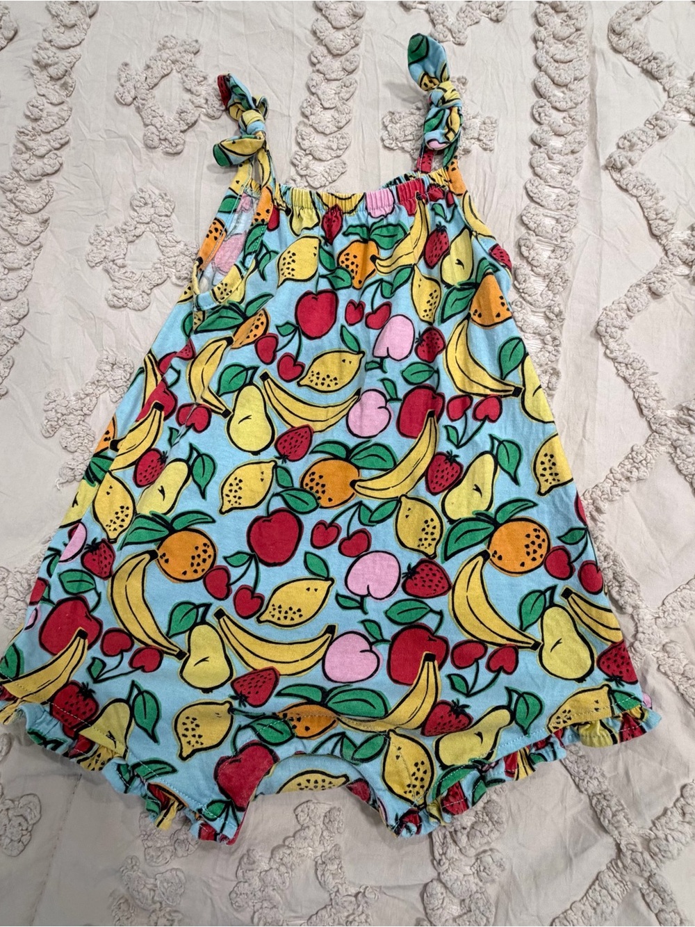 Old Navy Pastel Blue Multicolor Fruit Print Romper